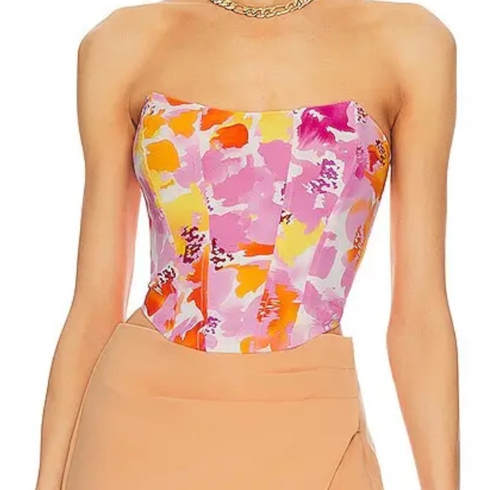 MORE TO COME - Kyra Strapless Top - Pink Multi